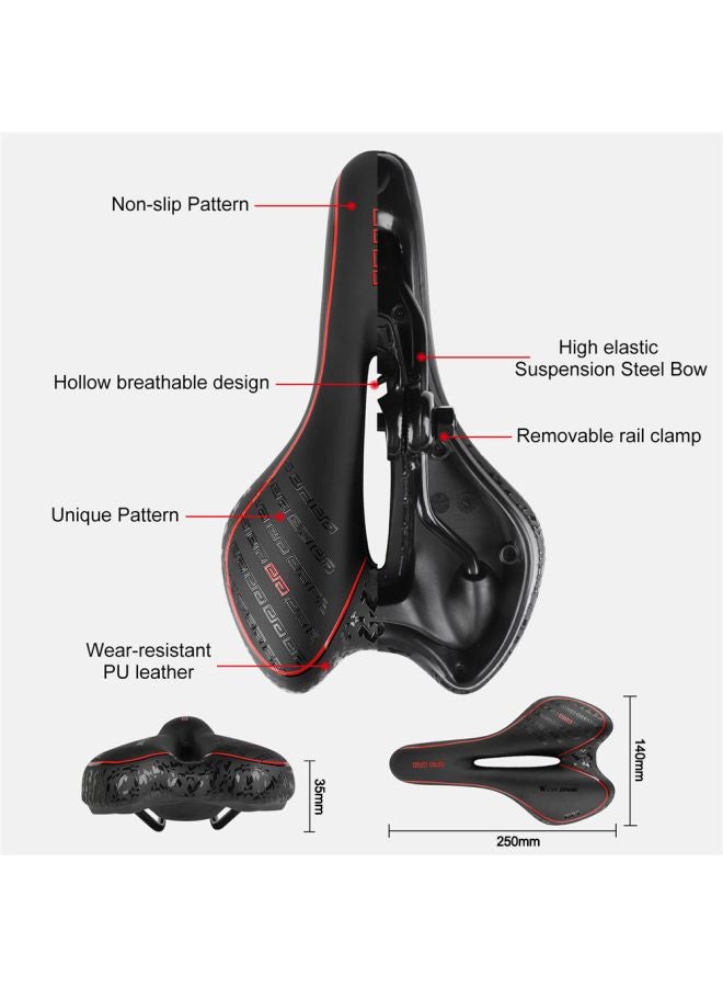 PU Leather Bicycle Saddle 9.84x5.51x1.37inch