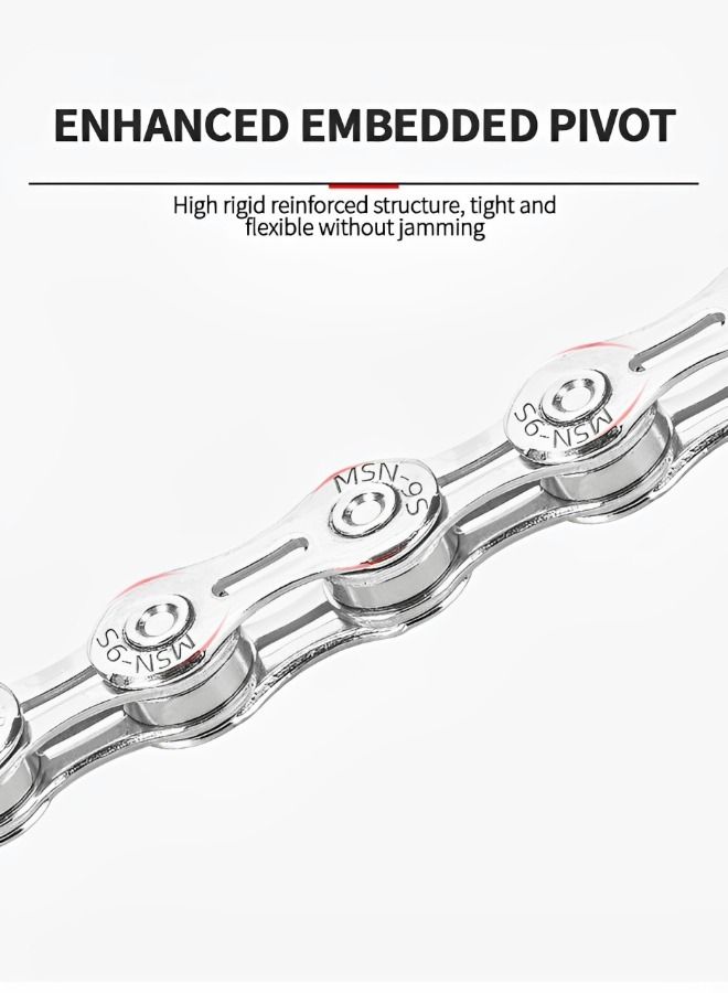 Bike Chain 9 Speed 116 Links Half Hollow Lightweight Bicycle Chains with Quick-release Magic Buckle Dismantling and Installing Tool for Road Bike/MTB/BMX Chain