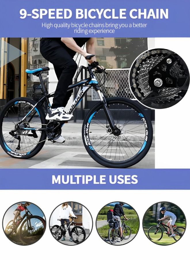 Bike Chain 9 Speed 116 Links Half Hollow Lightweight Bicycle Chains with Quick-release Magic Buckle Dismantling and Installing Tool for Road Bike/MTB/BMX Chain