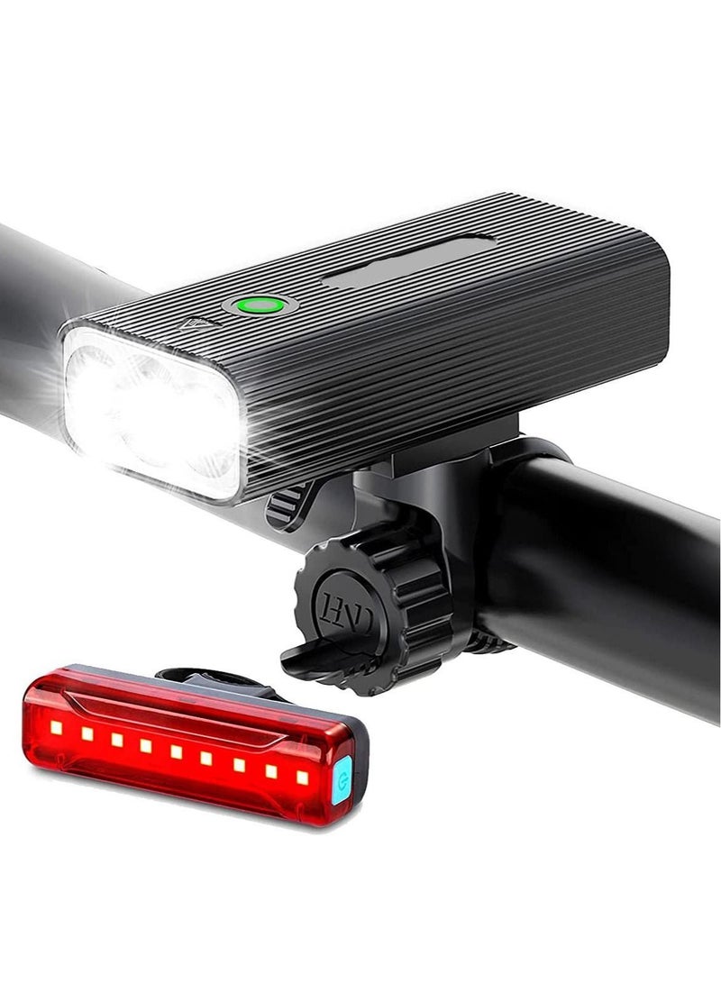Bike Lights Front and Back, 1200 Lumens USB Rechargeable Bright 3 LED Bike Lights for Night Riding with Power Bank Function,IPX5 Waterproof for All Bikes