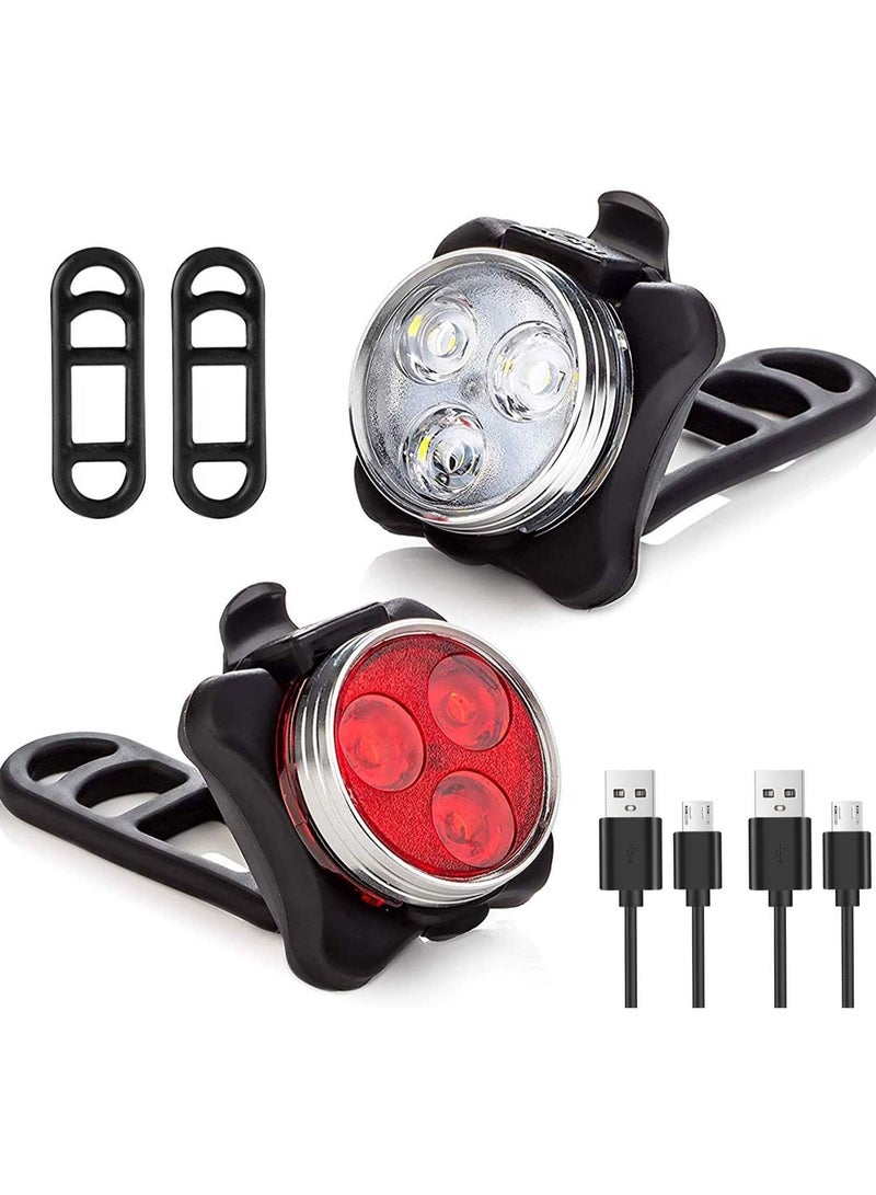Bike Lights Front and Back Rechargeable Bicycle Safety Commuting Road Cycling LED Headlight Taillight