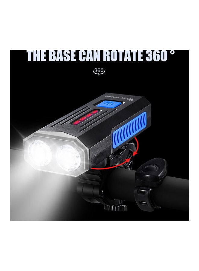 360 Rotate Base Rechargeable Bike Light With Horn 20.00*4.10*7.50cm