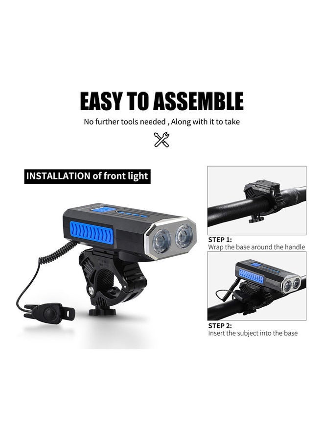 360 Rotate Base Rechargeable Bike Light With Horn 20.00*4.10*7.50cm