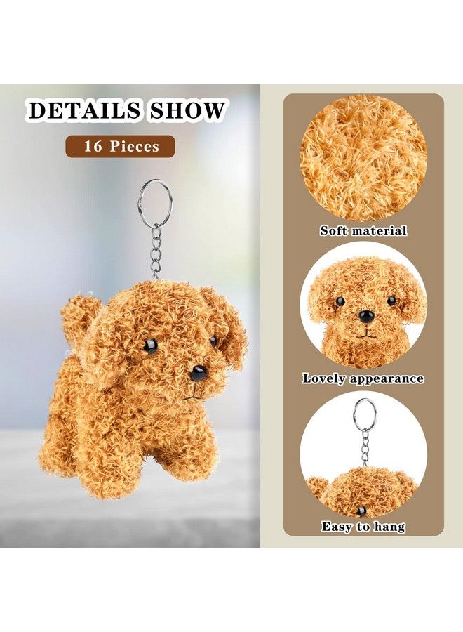 16 Pieces 4 Inches Mini Plush Dogs Stuffed Puppy Dog With Keychain Cute Stuffed Animal Toy Soft Toys Party Favor For Goodie Bag Birthday Party Gifts 4 Colors (Curly Puppy)