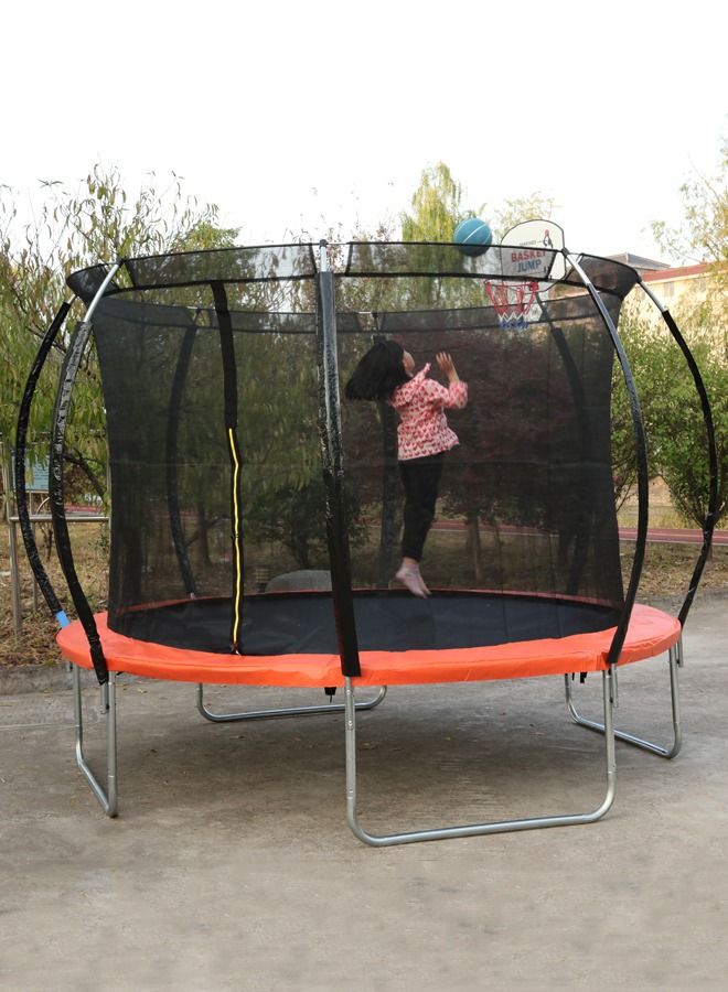 10/12/14ft Outdoor Trampoline Easy To Assemble Adults Safety Net Pvc Cover Pad Pumpkin Poles Trampolines