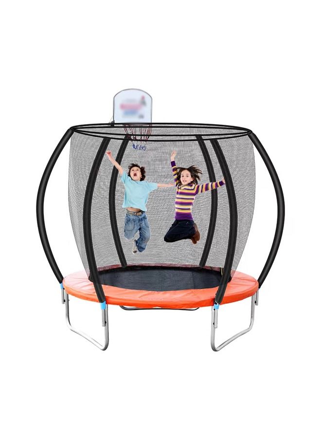 6ft/8ft Sports Trampoline Park With Basketball Frame And Enclosures Round Outdoor Jumping bed Safety Enclosure Net Ladder