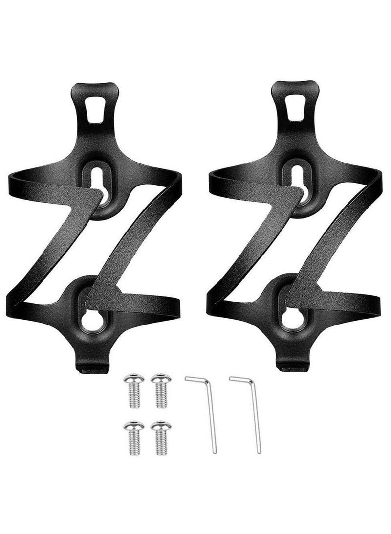 Bike Water Bottle Holder 2 Pack, Aluminum Alloy Bicycle Cage Mount, Lightweight and Strong Cages for Road Bikes, Mountain Bikes (Black)