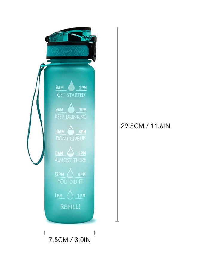 Sports Water Bottle with Time Marker BPA Free & Leak proof Portable Reusable Drinking Kettle  Fitness Sport 1L Water Jug for Men   Women Kids Student to Camping Office School Gym Workout 29.5*5*7.5cm