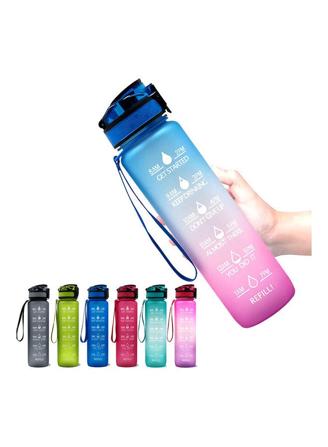 Sports Water Bottle with Time Marker BPA Free & Leak proof Portable Reusable Drinking Kettle  Fitness Sport 1L Water Jug for Men   Women Kids Student to Camping Office School Gym Workout 29.5*5*7.5cm