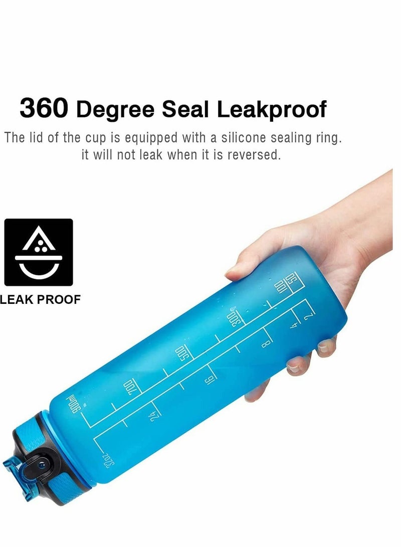 Leak-Proof Drinking Water Bottle, With Time Stamp, Straw And Cleaning Brush, Bpa-Free, Reusable, Suitable for Fitness Outdoor Enthusiasts