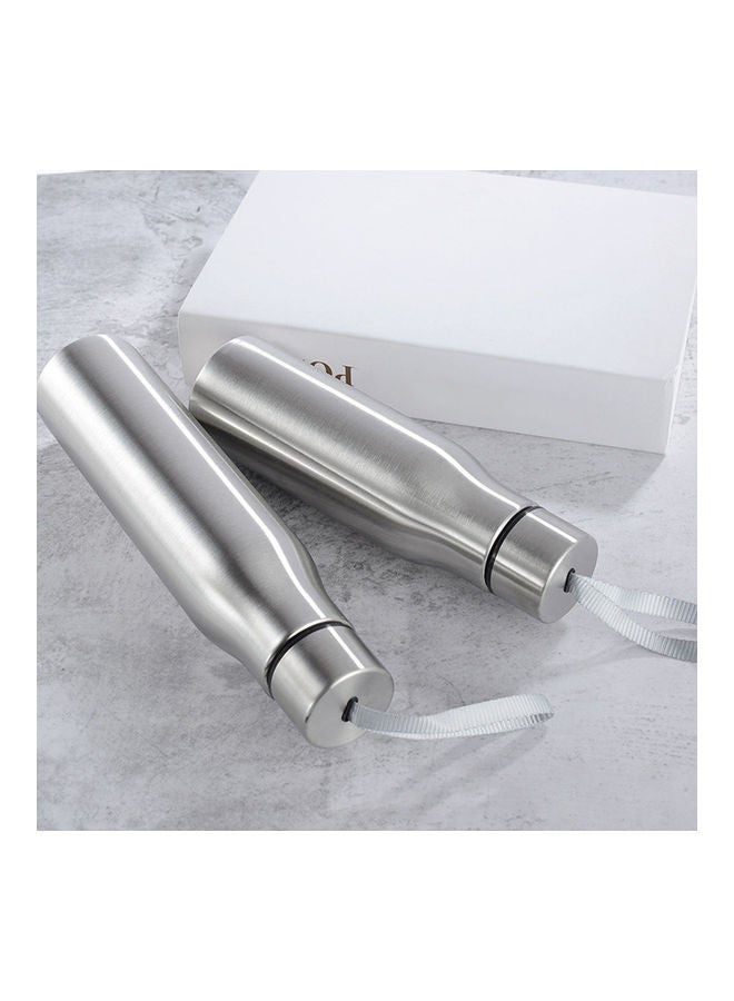 500/750ml Portable Stainless Steel Water Cup Beer Drink Bottle with Tote Rope 20*10*20cm