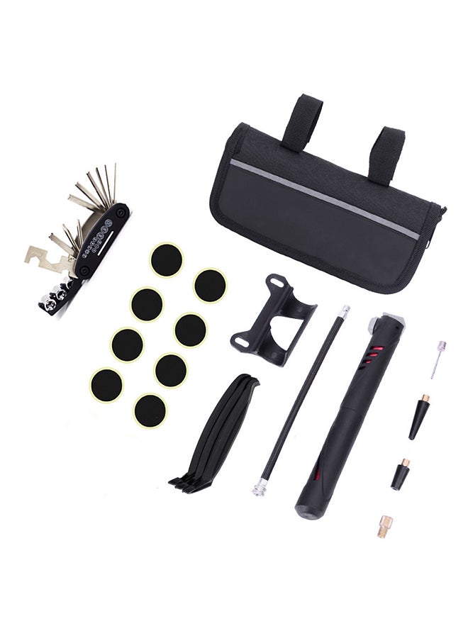 Multifunction Portable Bike Mini Inflator Tire Repair Tool Kit with Storage Bag 22x12x6.7cm