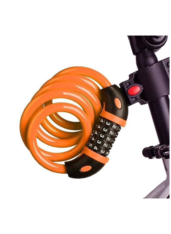 5 Digit Code 12mm Anti theft Lock Bike Security Accessory Steel Cable Cycling Bicycle Lock Orange