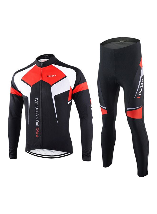 2-Piece Long Sleeves Cycling Jersey With Pant Set XL