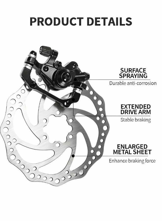 1 Pair MTB Disc Brake Set, Mechanical Disc Brake Kit, MTB Front & Rear Disc Brake Caliper with 160mm Rotor,Disc Brake Set, Bicycle Accessories for Mountain Bike, Road Bike, BMX