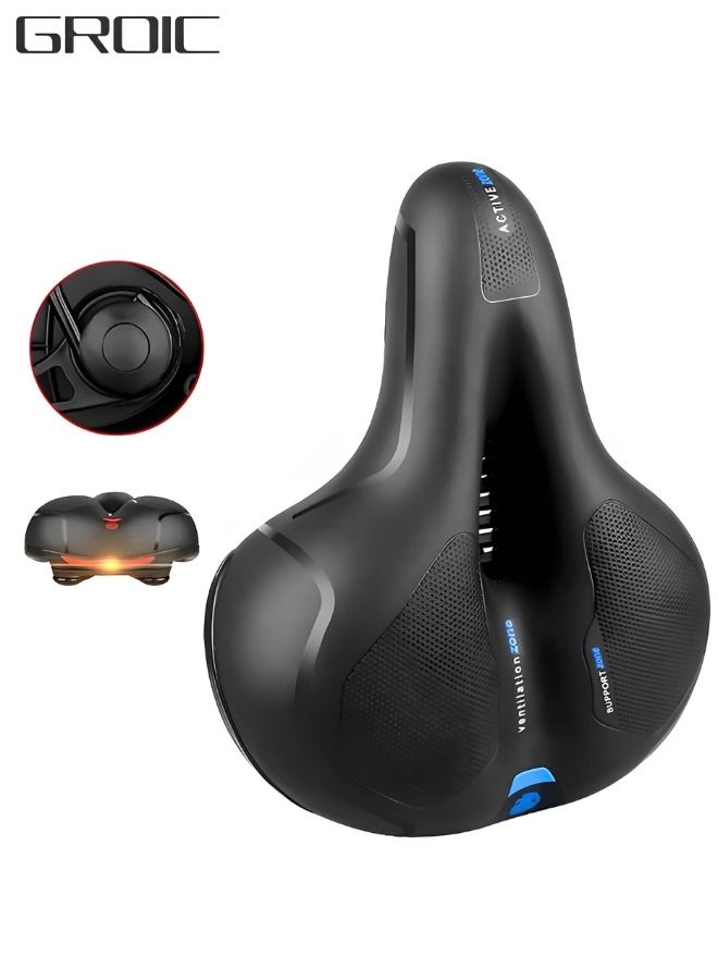 Comfortable Bike Seat Cushion -Bicycle Seat for Men Women with Dual Shock Absorbing Ball Memory Foam Waterproof Wide Bicycle Saddle Fit for Stationary/Exercise/Indoor/Mountain/Road Bikes