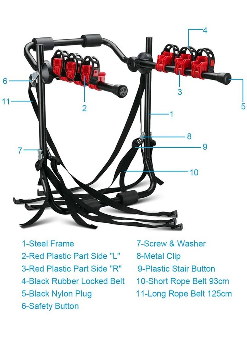 3 Bike Rack Bicycle Car Carrier Racks Hitch Mount Double Foldable Rack for Cars, Trucks, SUVs, and minivans