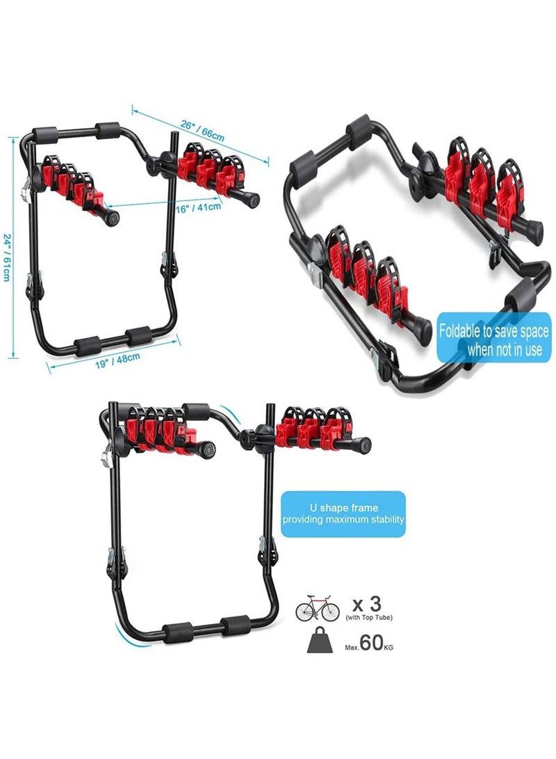 3 Bike Rack Bicycle Car Carrier Racks Hitch Mount Double Foldable Rack for Cars, Trucks, SUVs, and minivans