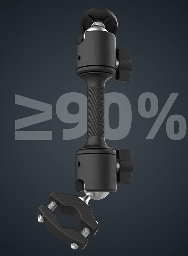 Double Ball Joint Rotating Motorcycle Bracket suitable For Insta360 One X2 Accessories GoPro DJI Action Camera Fixed Hero 10 9 8 7 6 5/SJCAM/Campark/Crosstour/DJI Osmo 2 Camera  Black