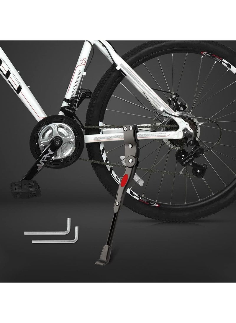Bike Kickstand, Side Rear Bracket Adjustable Aluminium Alloy Kick Stand Adult Bicycle Universal for 24-29 Inches Mountain Bike, Road