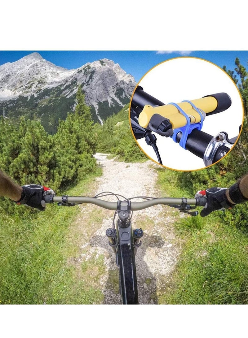16PCS MTB Bicycle Silicone Band Bike Flashlight Holder strap, Universal Flash Light Phone, Led Rubber Elastic Strips Handle Lock blocks, Bandage Clip Belt Ribbon Mount