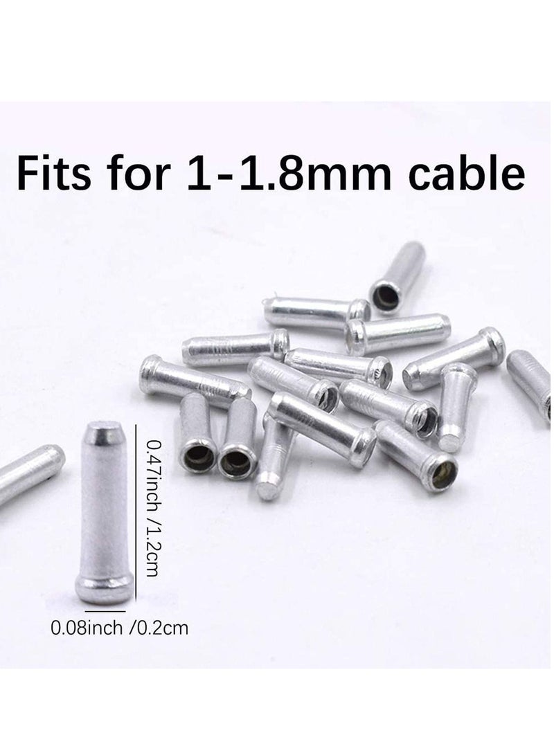 Alloy Bike Brake Cable Cap End Tips Crimp for Road Mountain Bicycle, Pieces Caps Ends Wire Crimps with Storage Box