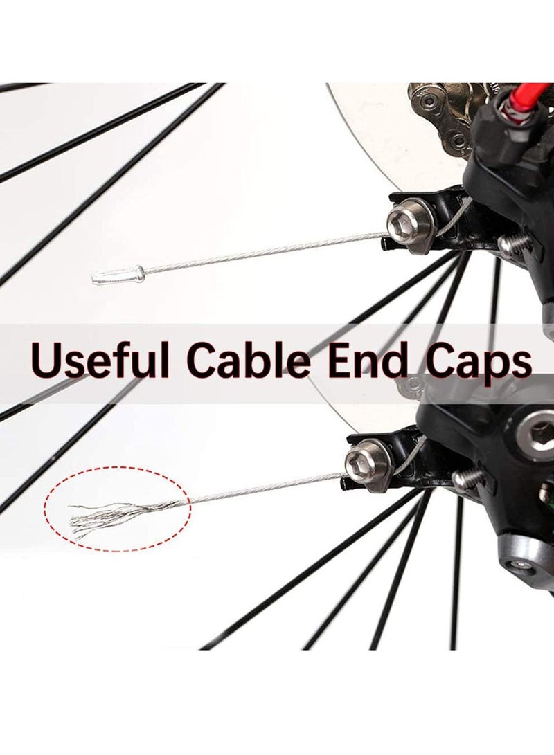 Alloy Bike Brake Cable Cap End Tips Crimp for Road Mountain Bicycle, Pieces Caps Ends Wire Crimps with Storage Box