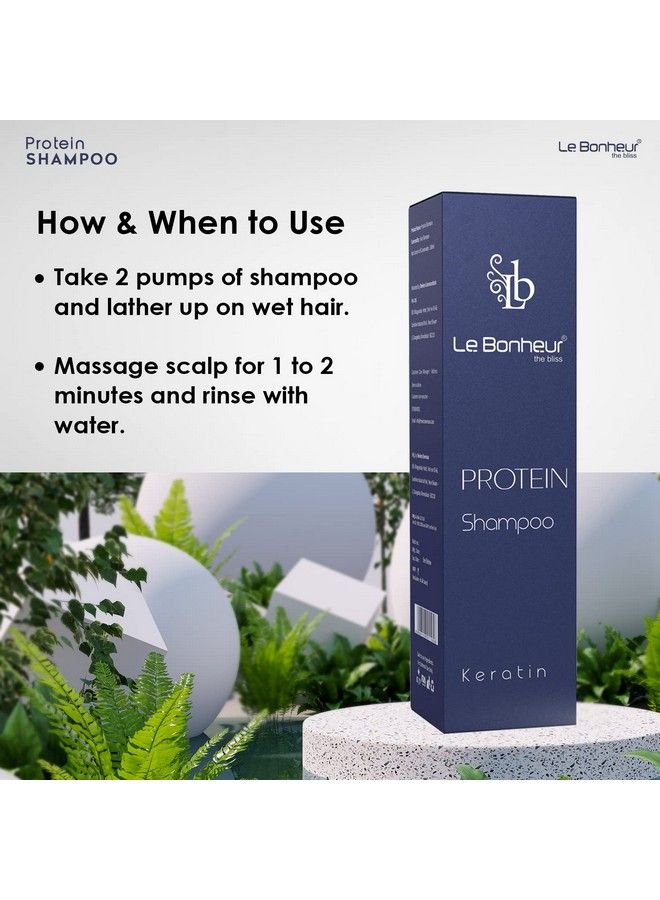 Le Bonheur Keratin Protein Hair Shampoo ; Frizzy Control Salon Quality Smoothing Treatment Long Lasting Keratin Treatment ; Safe For Colour Treated Hair ; Boost Softness Strength & Shine ; 200Ml