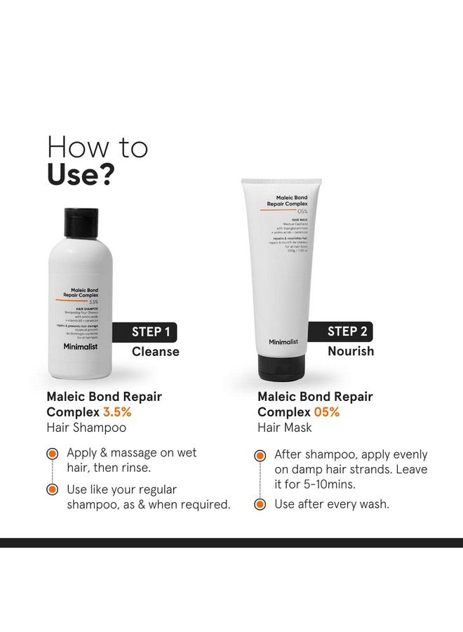 Maleic Bond Repair Complex 3.5% Hair Shampoo With Ceramide Coconut Oil & Betaine ; For Damaged & Frizzy Hair ; For Women & Men ; 250 Ml