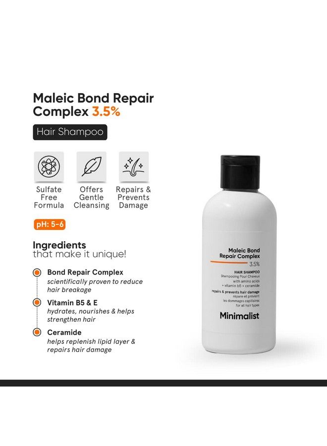 Maleic Bond Repair Complex 3.5% Hair Shampoo With Ceramide Coconut Oil & Betaine ; For Damaged & Frizzy Hair ; For Women & Men ; 250 Ml