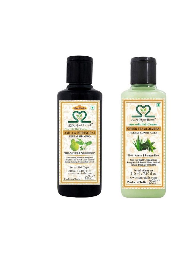 Ayurvedic Hair Care Kit Amla Bhringraj Shampoo + Green Tea & Aloevera Conditioner (210 Ml Each)