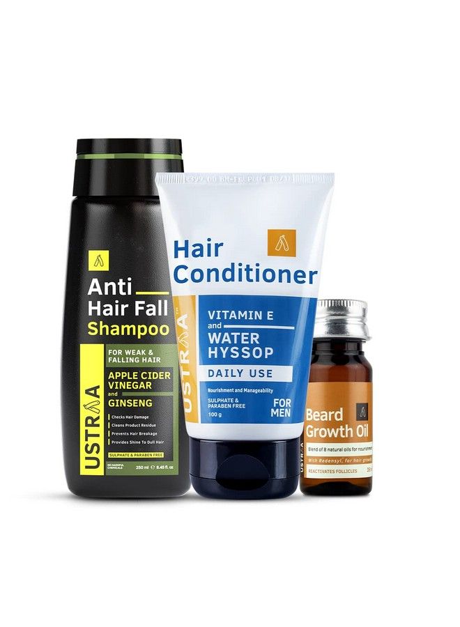Anti Hair Fall Shampoo With Apple Cider Vinegar 250Ml Hair Conditioner 100G And Beard Growth Oil 35Ml