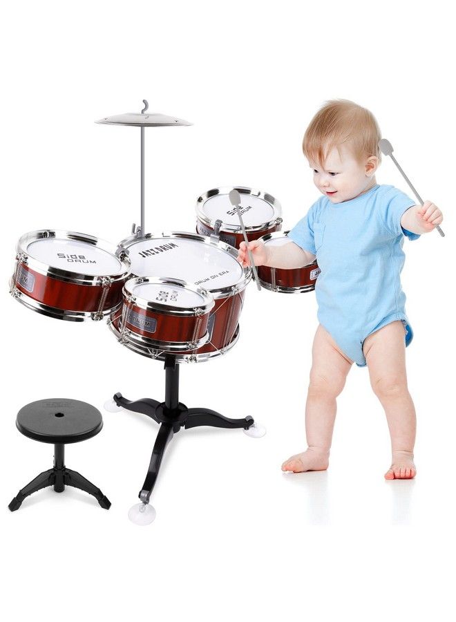 Kids Drum Set Jazz Drum Kit 8 Piece For Toddler Educational Percussion Musical Instruments Drum Toy Playset Xmas Gift For Boys Girls Red