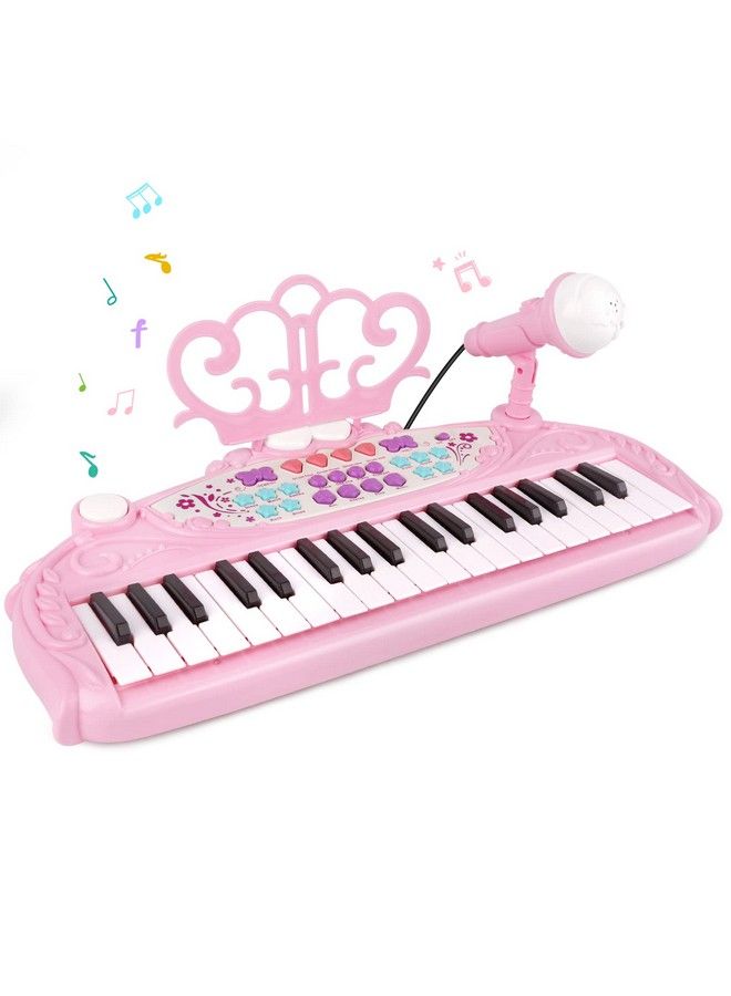 Toys For 3+ Year Old Girls Kids Piano Keyboard 37 Keys Piano With Microphone Portable Electronic Keyboards Musical Instrument Educational Toys Birthday Gifts For Girls Age 36 Pink