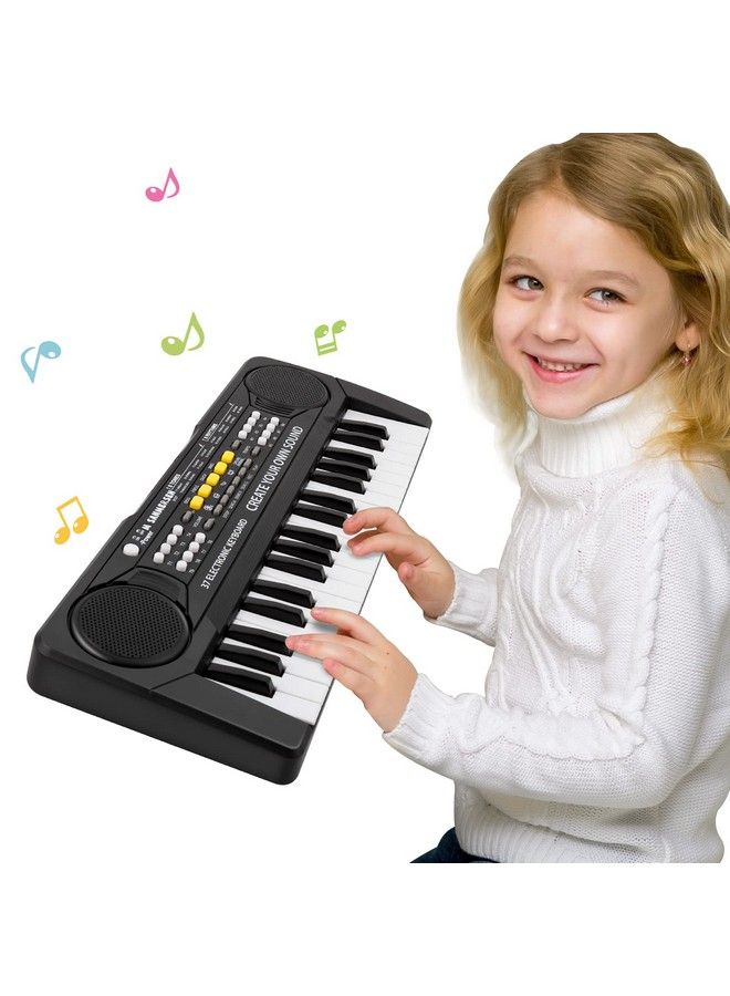 Kids Piano Keyboard Musical Toys For 3/4/5/6/7 Year Old 37 Keys Piano Toys With Microphone Portable Electronic Keyboard With 19 Demos/4 Drums/Animals Sound Birthday Gifts For Boys Girls