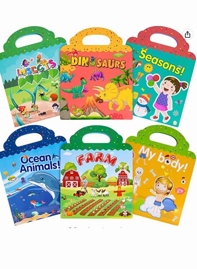 Reusable Sticker Book for Kids 2-4 8 Set Preschool Learning Activities Quiet Busy Book for Toddler Travel Sticker Book Seasons Dinosaurs Insect and Farms Educational Gifts