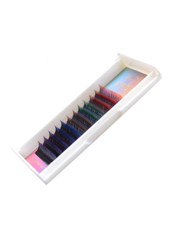 Scala 5 Colors Mix Gradient Rainbow Colorful 12 Rows/Tray C Curl 0.10 Flash Eyelash Extension Nature Long Gradient Mink False Individual Eye Lashes Makeup Mink Fake False Eyelashes (10Mm)