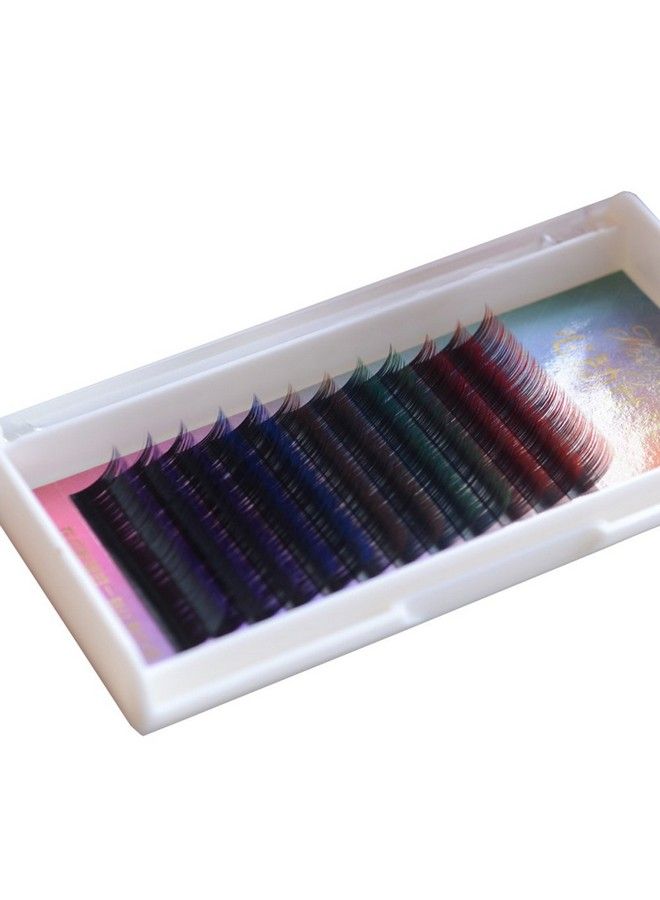 Scala 5 Colors Mix Gradient Rainbow Colorful 12 Rows/Tray C Curl 0.10 Flash Eyelash Extension Nature Long Gradient Mink False Individual Eye Lashes Makeup Mink Fake False Eyelashes (10Mm)