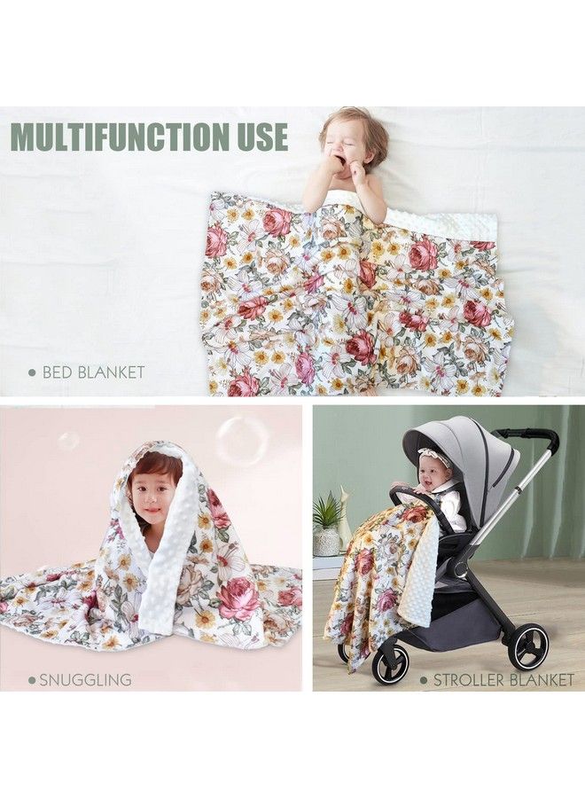 Baby Blankets For Boys Girls Soft Minky Blanket For Newborn Infant Toddler Used For Crib Stroller Nursery (Floral)