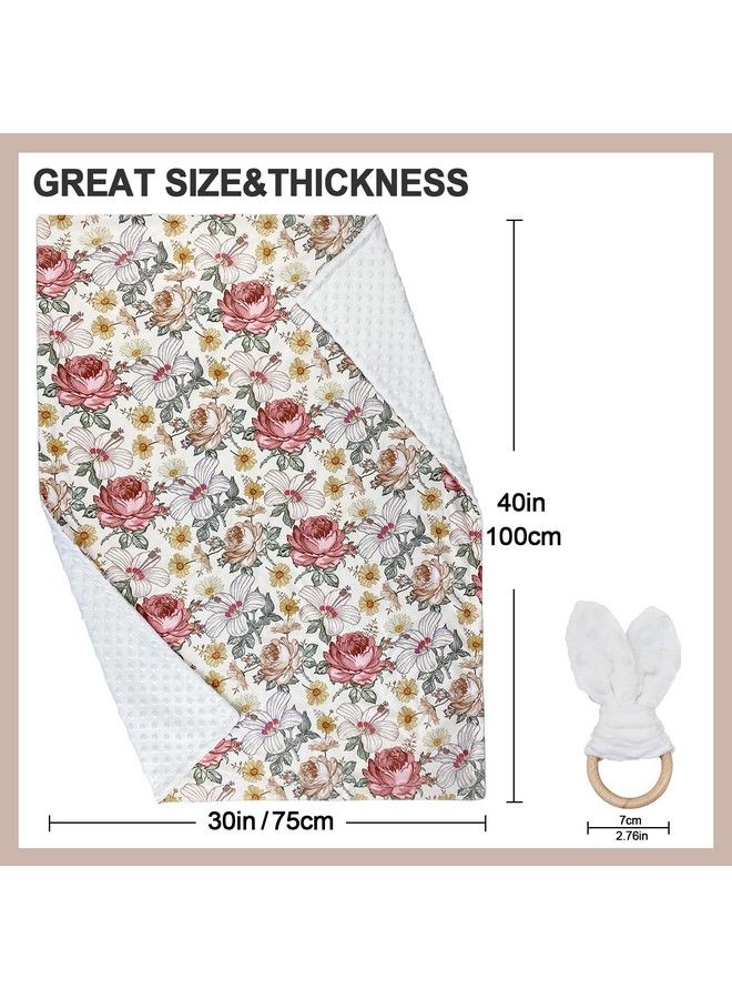 Baby Blankets For Boys Girls Soft Minky Blanket For Newborn Infant Toddler Used For Crib Stroller Nursery (Floral)