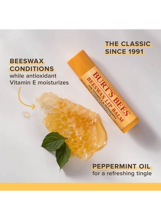 Beeswax Lip Balm With Vitamin E & Peppermint 0.15 Oz Transparent