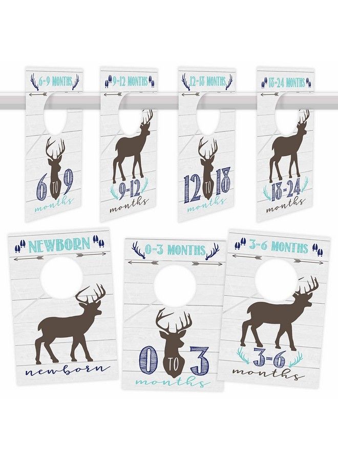 7 Woodland Baby Nursery Closet Organizer Dividers For Boy Clothing Blue Deer Age Size Hanger Organization For Kid Toddler Infant Newborn Clothes Must Have Shower Registry Gift Supplies 024 Months