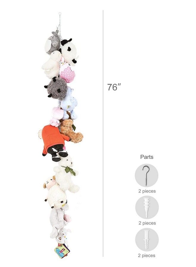 Stuffed Animal Storage Chain Metal Kids Toy Organizer Hanger With 20 Clips For Stuffed Animals Simple Toys Display Holder Stuff Animal Hanger For Nursery Play Room Kid Room 1 Piece