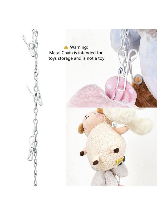 Stuffed Animal Storage Chain Metal Kids Toy Organizer Hanger With 20 Clips For Stuffed Animals Simple Toys Display Holder Stuff Animal Hanger For Nursery Play Room Kid Room 1 Piece