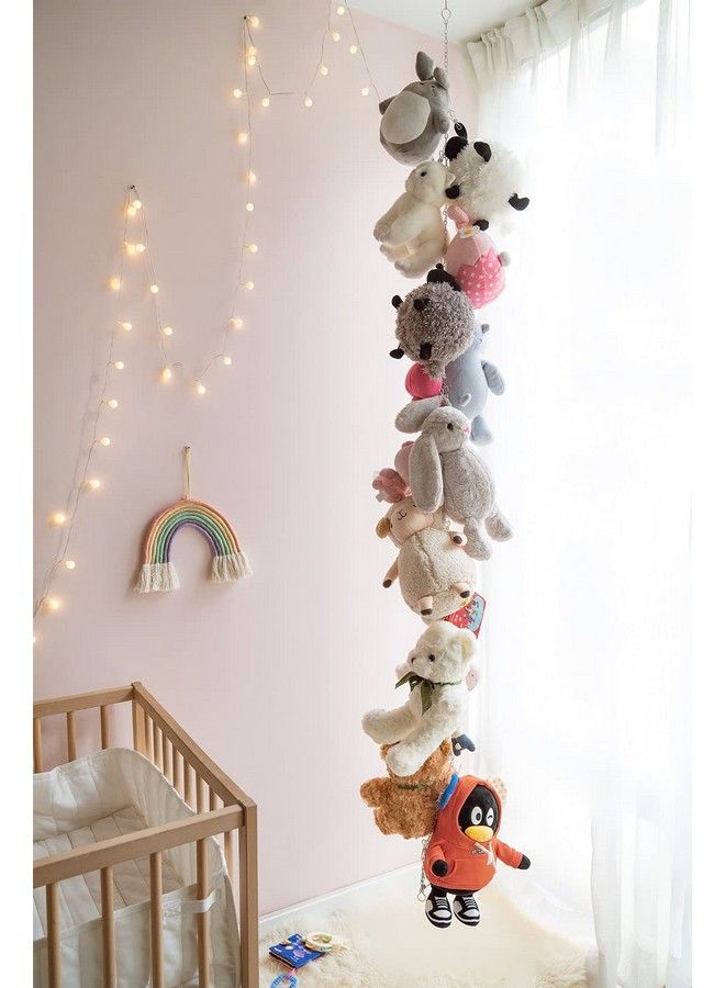 Stuffed Animal Storage Chain Metal Kids Toy Organizer Hanger With 20 Clips For Stuffed Animals Simple Toys Display Holder Stuff Animal Hanger For Nursery Play Room Kid Room 1 Piece