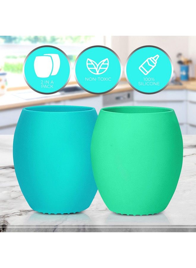 Silicone Sippy Cups For Infant’S First Stage Training No Spill Sippy Cups For Toddlers Baby Sippy Cup For Led Weaning Bpa Free (Blue)