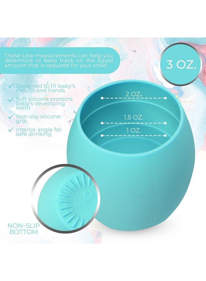 Silicone Sippy Cups For Infant’S First Stage Training No Spill Sippy Cups For Toddlers Baby Sippy Cup For Led Weaning Bpa Free (Blue)