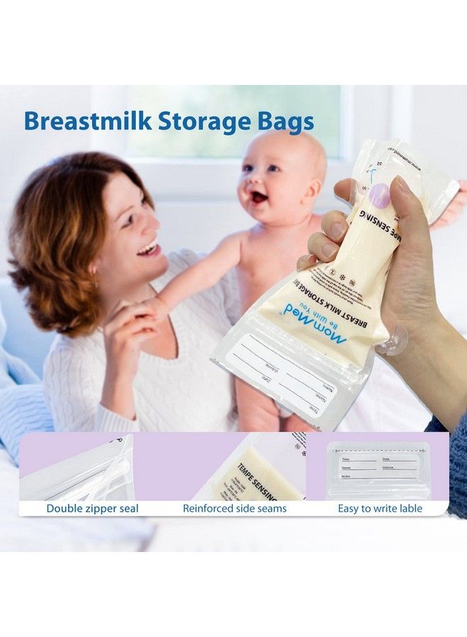 Breastmilk Storage Bags Leak Proof Milk Storage Bags For Breastfeeding Tempsensing Discoloration Disposable Breast Milk Bag With Pour Spout 6 Ounce Doubledsealed Bpa Free 60Pack