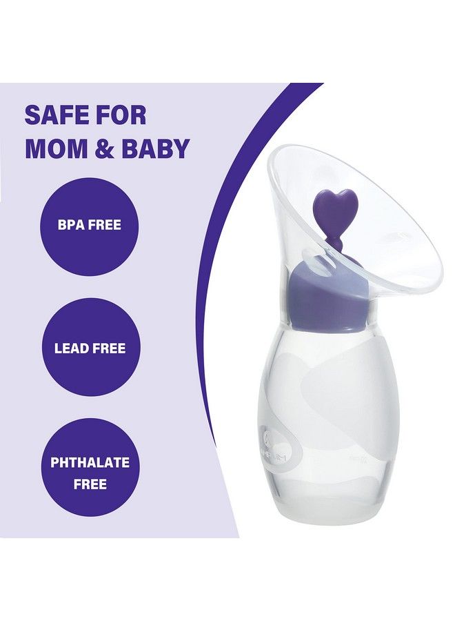 Gen2 Silicone Breast Milk Collector ; 1Pack Food Grade Travel Manual Breast Pump With Breastfeeding Milk Saver Stopper ; Fsa Hsa Eligible Bpa Pvc Lead Phthalate Free ; 4Oz/100Ml Purple