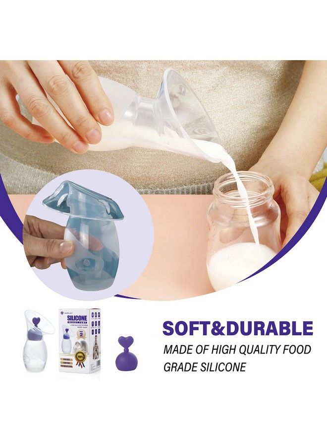 Gen2 Silicone Breast Milk Collector ; 1Pack Food Grade Travel Manual Breast Pump With Breastfeeding Milk Saver Stopper ; Fsa Hsa Eligible Bpa Pvc Lead Phthalate Free ; 4Oz/100Ml Purple